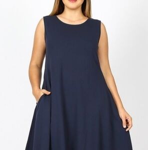 Navy Dress w/ Pockets 2X